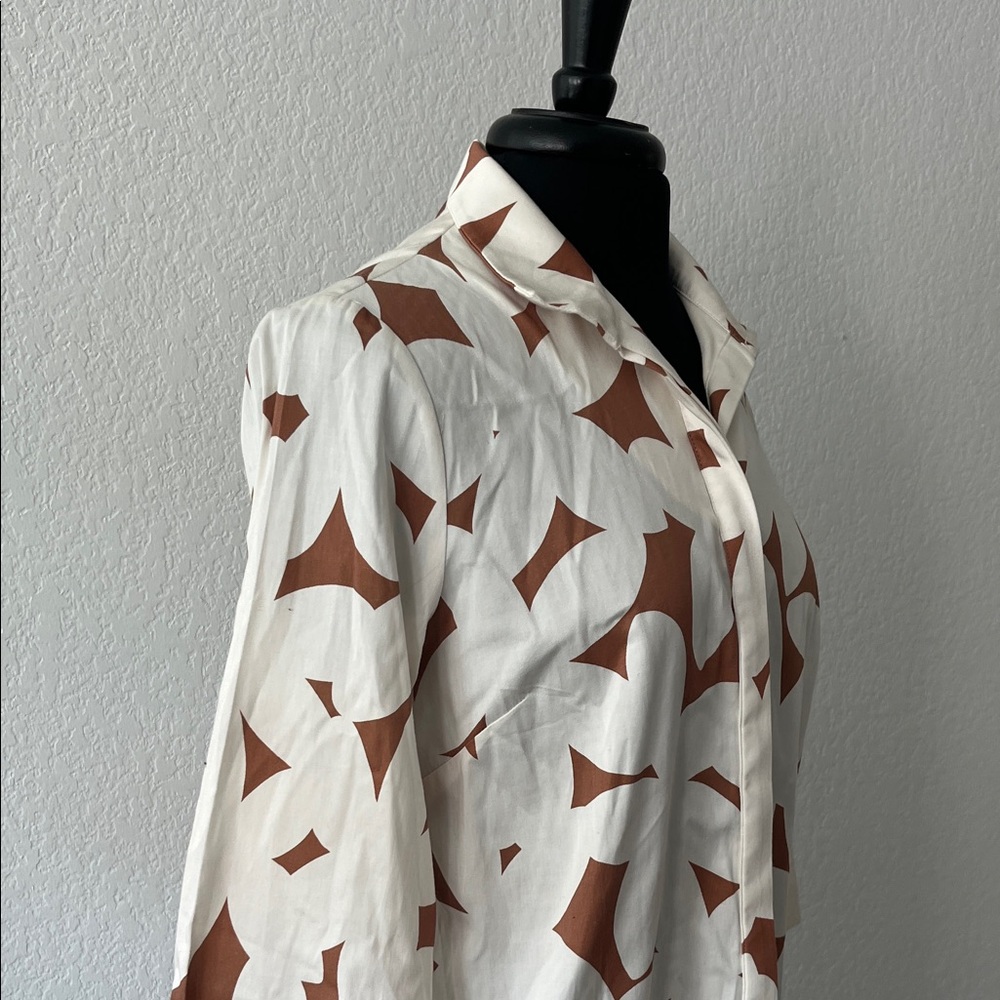 Tuckernuck Cream And Brown Patterned Button-Up Dr… - image 4